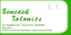 benedek kolonits business card